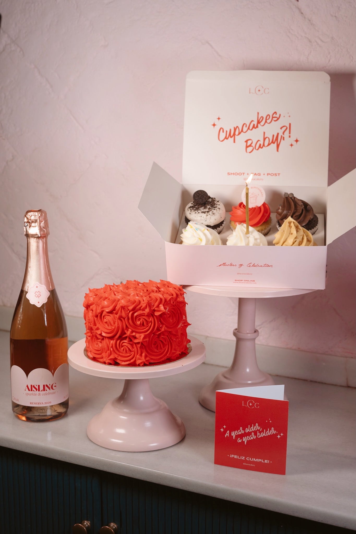 The Birthday Celebration Pack: Cake, Cupcakes (6), Cava + extras